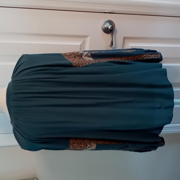 American Eagle Women's Top Long Sleeve Embroidered Dusty Blue/Cream Size Large - Picture 6 of 15